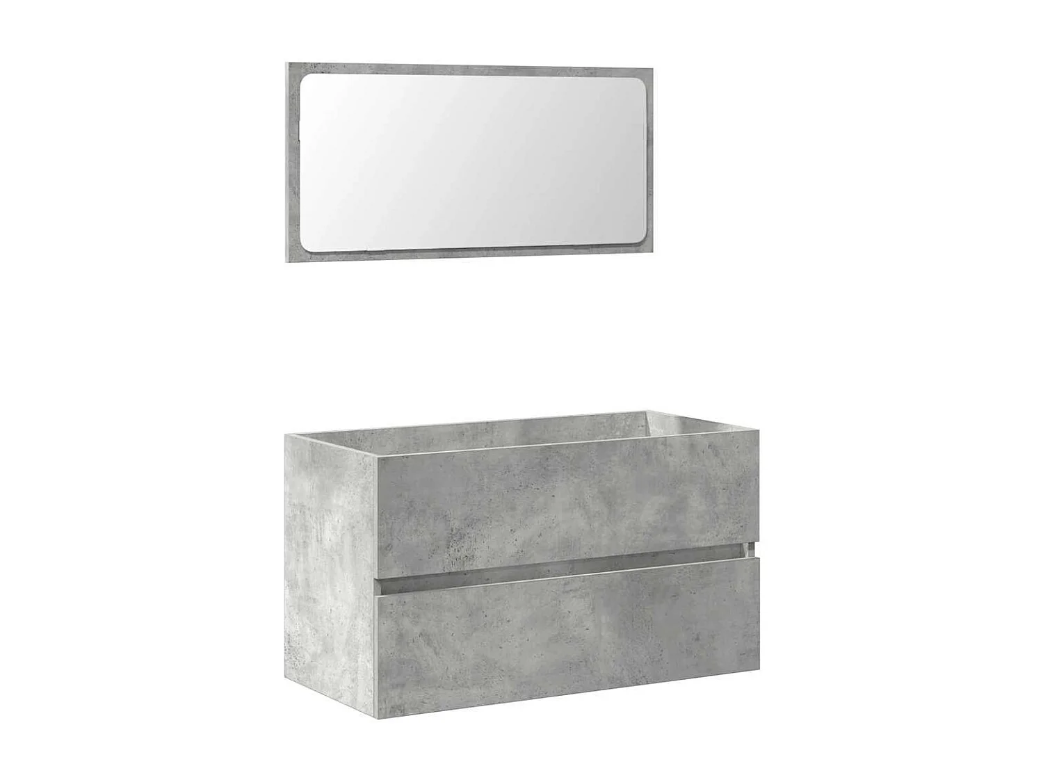 Mobile da Bagno con Specchio Grigio Cemento Legno Multistrato