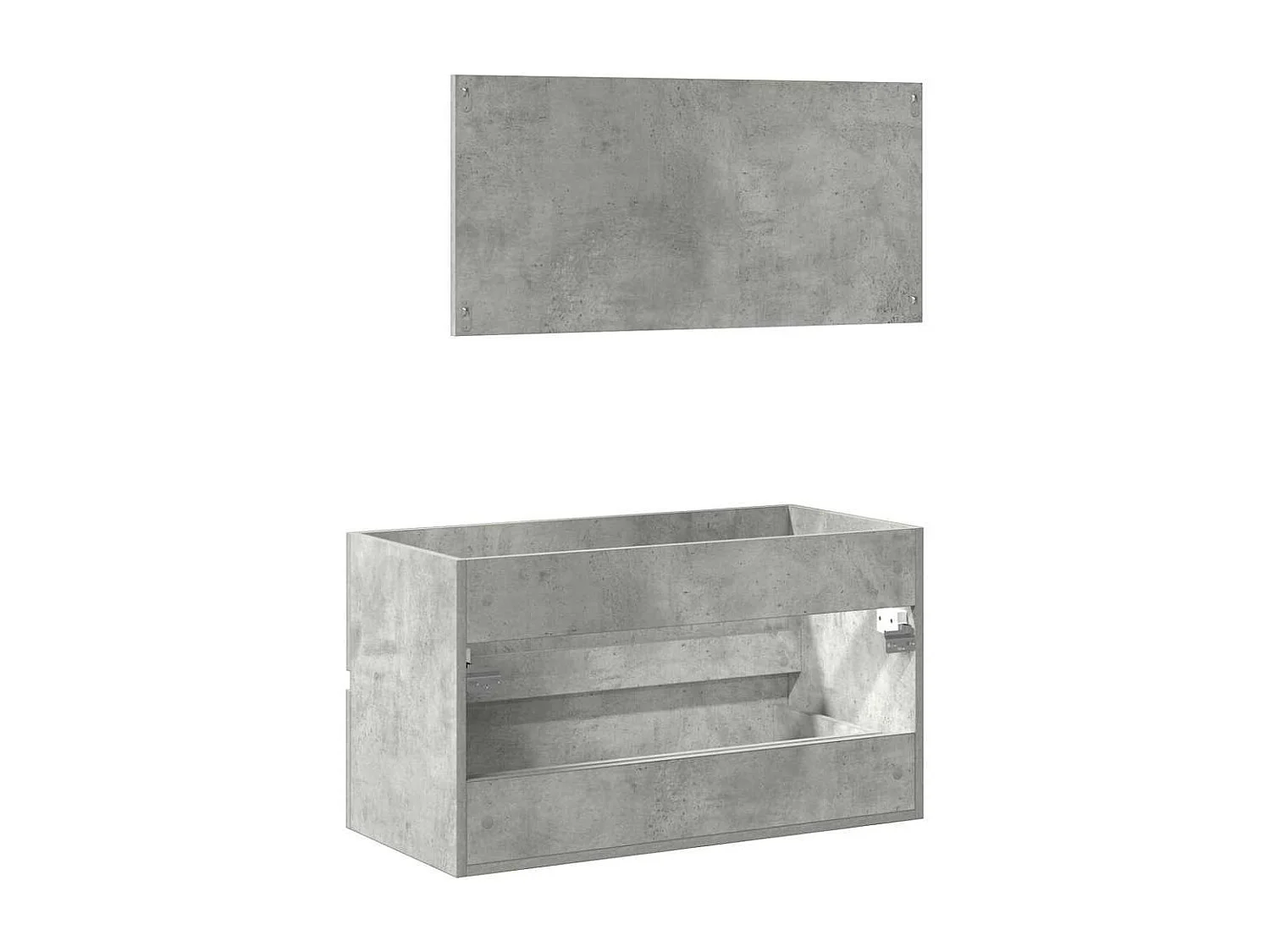 Mobile da Bagno con Specchio Grigio Cemento Legno Multistrato