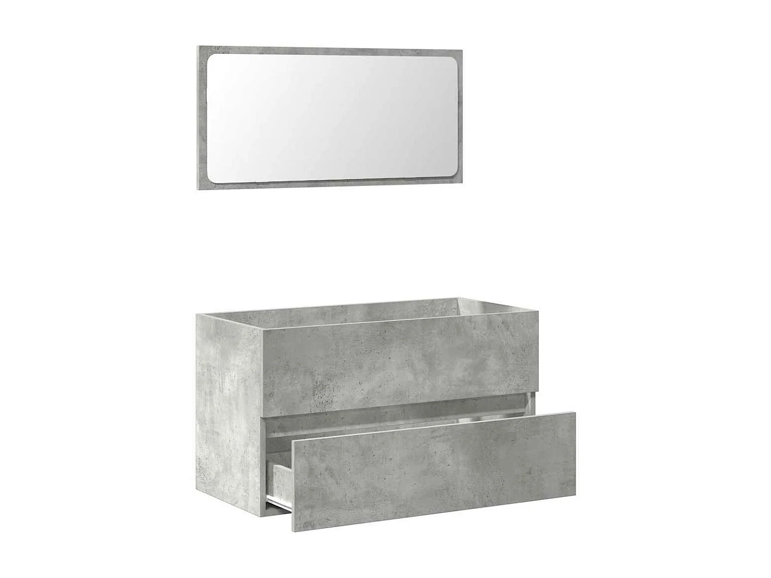 Mobile da Bagno con Specchio Grigio Cemento Legno Multistrato