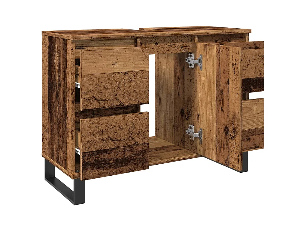 Armoire de salle de bain vieux bois 80x33x60 cm bois ingénierie