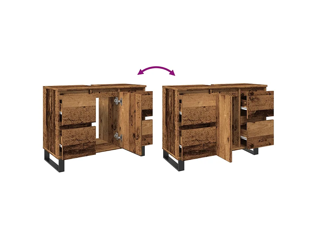 Armoire de salle de bain vieux bois 80x33x60 cm bois ingénierie