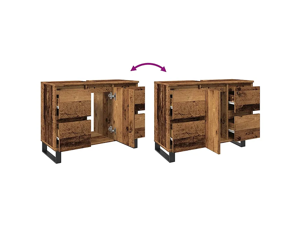 Armoire de salle de bain vieux bois 80x33x60 cm bois ingénierie