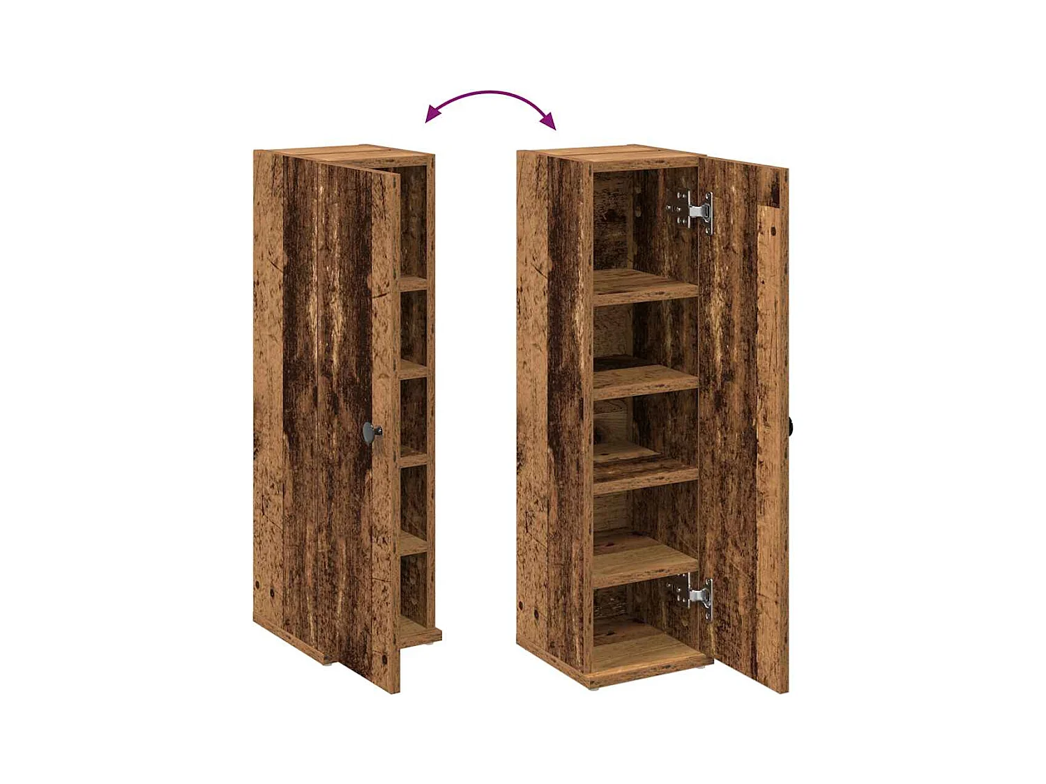 Meuble de salle de bain avec porte-rouleau vieux bois