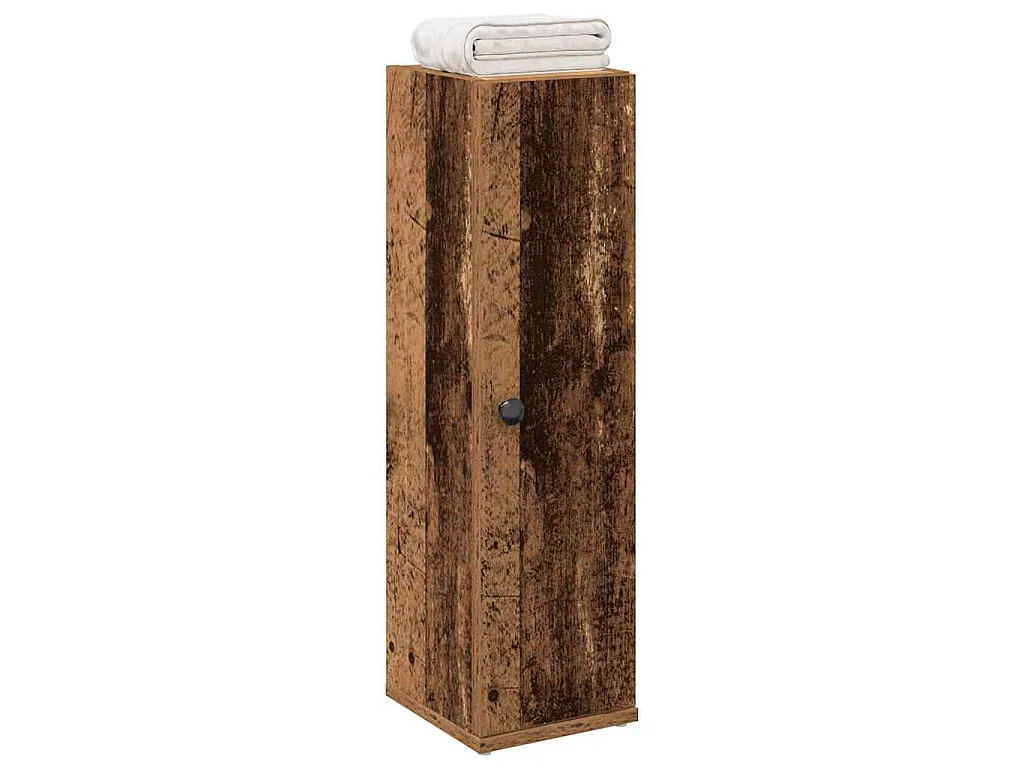 Mobile da Bagno con Portarotolo Legno Antico 20,5x22x72 cm