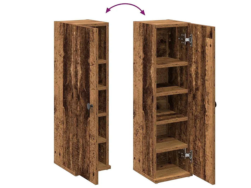 Mobile da Bagno con Portarotolo Legno Antico 20,5x22x72 cm