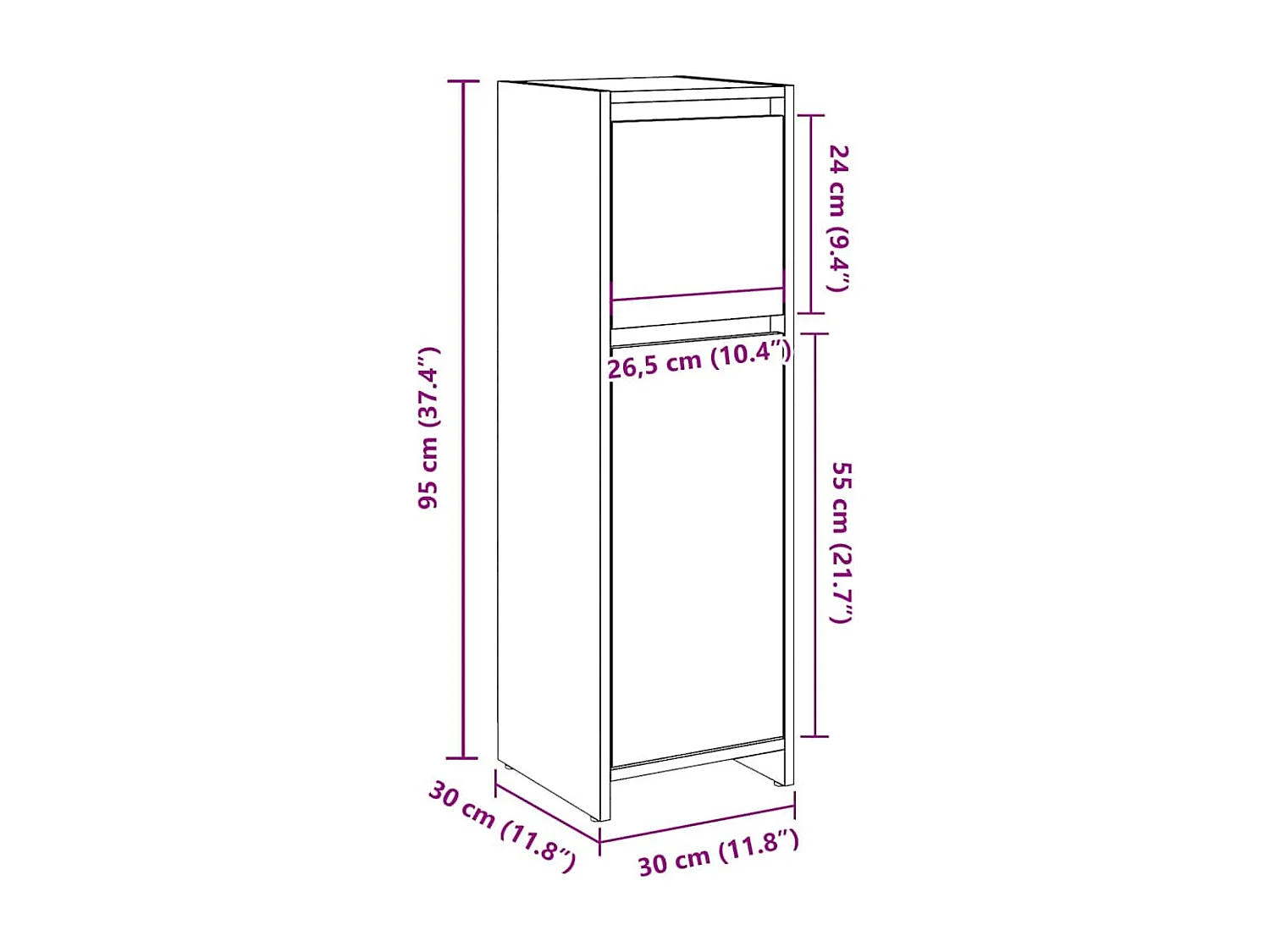 Armoire de salle de bain Gris béton 30x30x95 cm Aggloméré