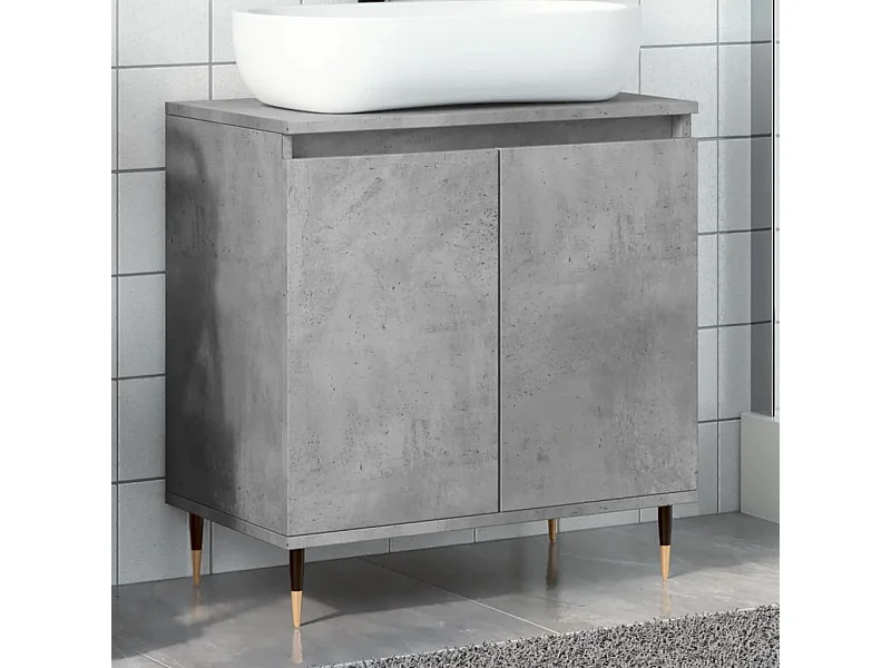 Armoire de bain gris béton 58x33x60 cm bois d'ingénierie