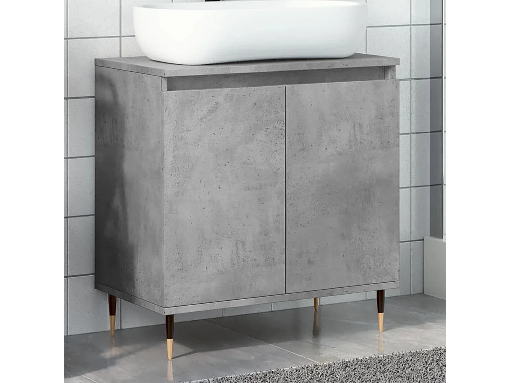 Armario de baño madera de ingeniería gris hormigón 58x33x60 cm