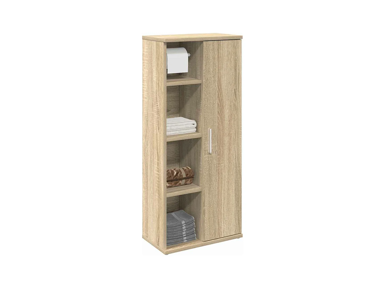 Meuble de salle de bain avec porte-rouleau chêne sonoma