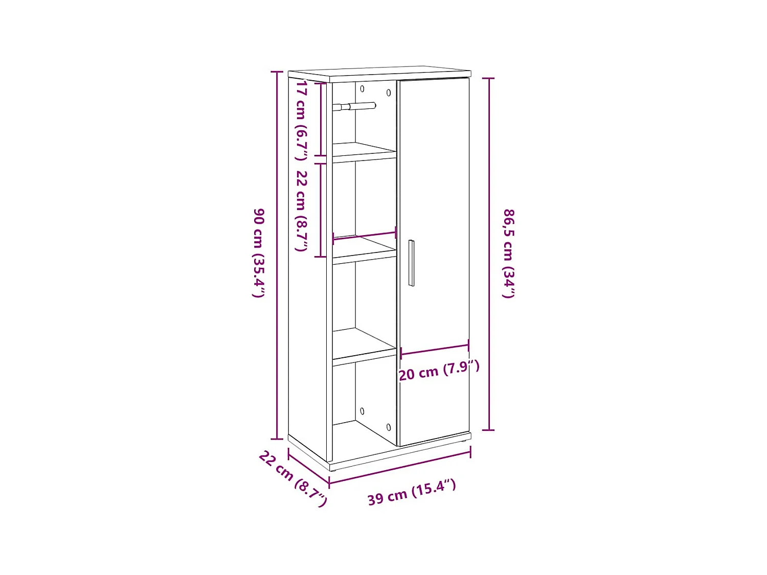 Meuble de salle de bain avec porte-rouleau chêne sonoma
