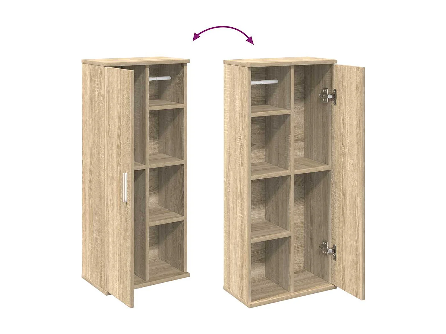 Meuble de salle de bain avec porte-rouleau chêne sonoma