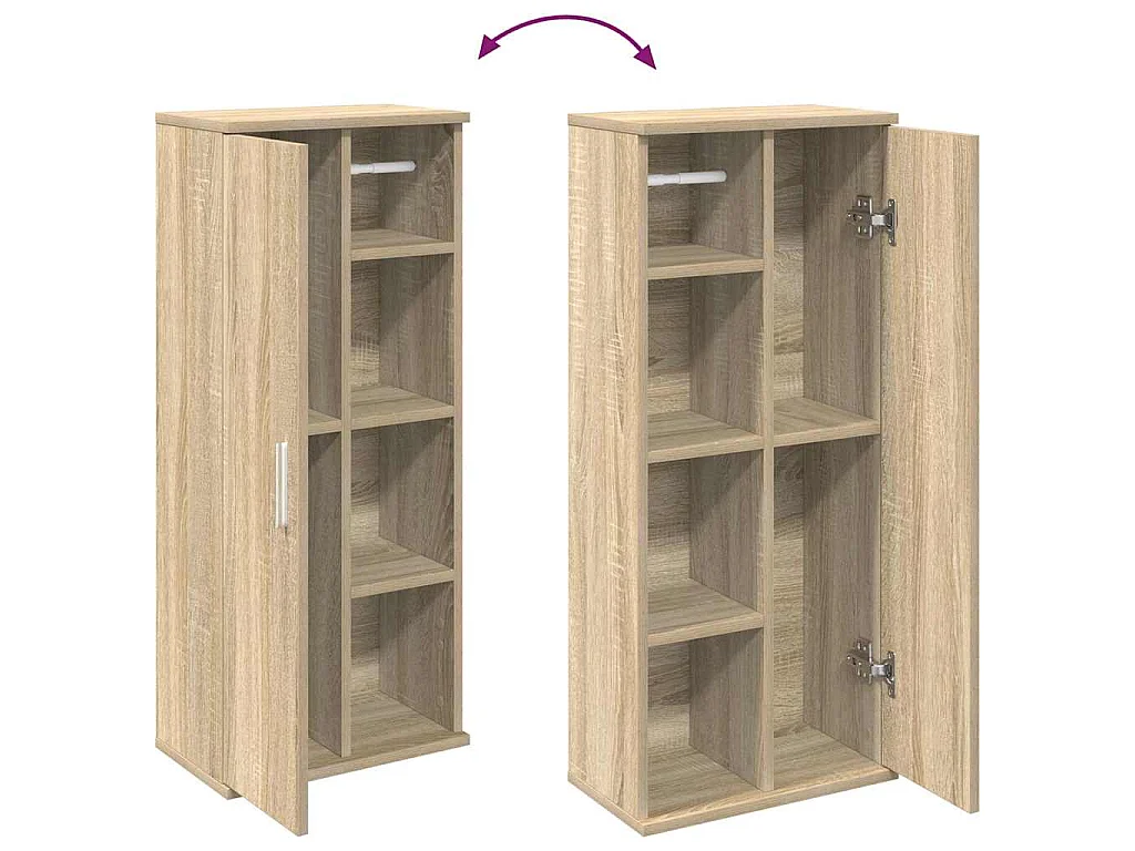 Mobile da Bagno con Portarotolo Rovere Sonoma 39x22x90 cm
