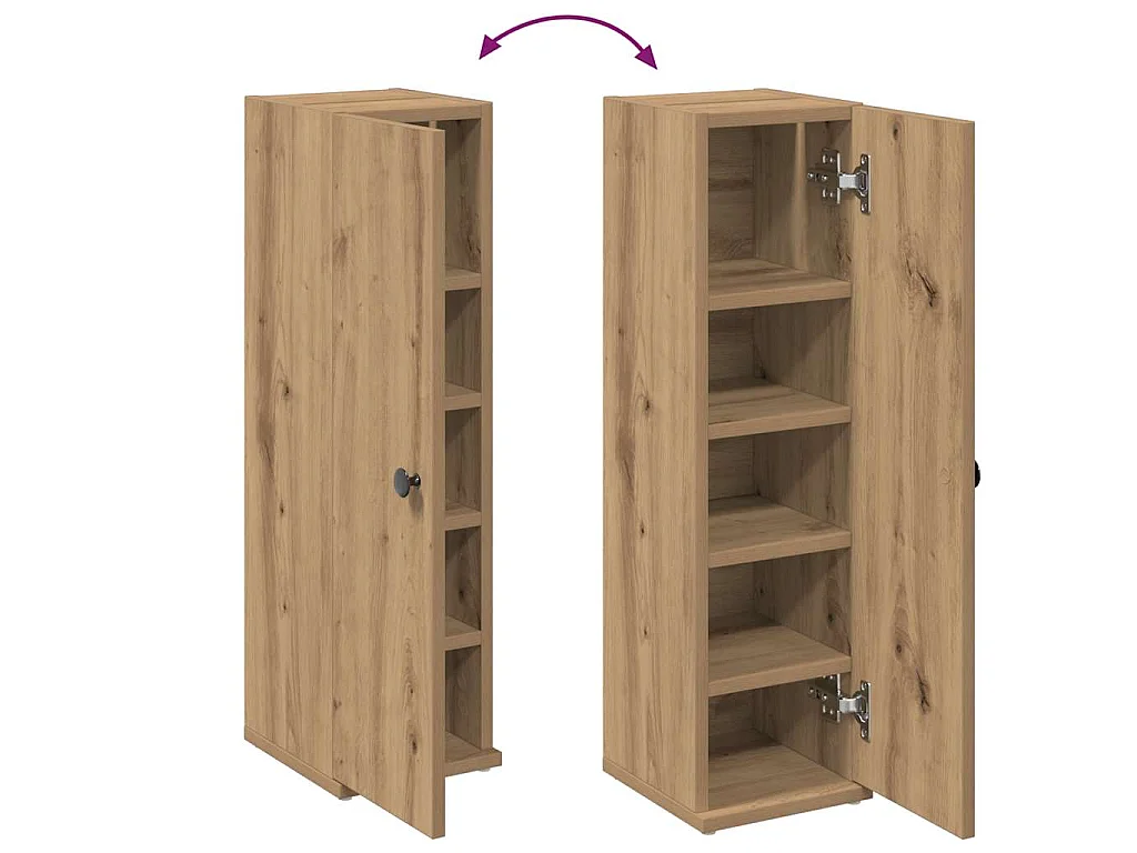 Mobile da Bagno con Portarotolo Rovere Artigianale 20,5x22x72cm