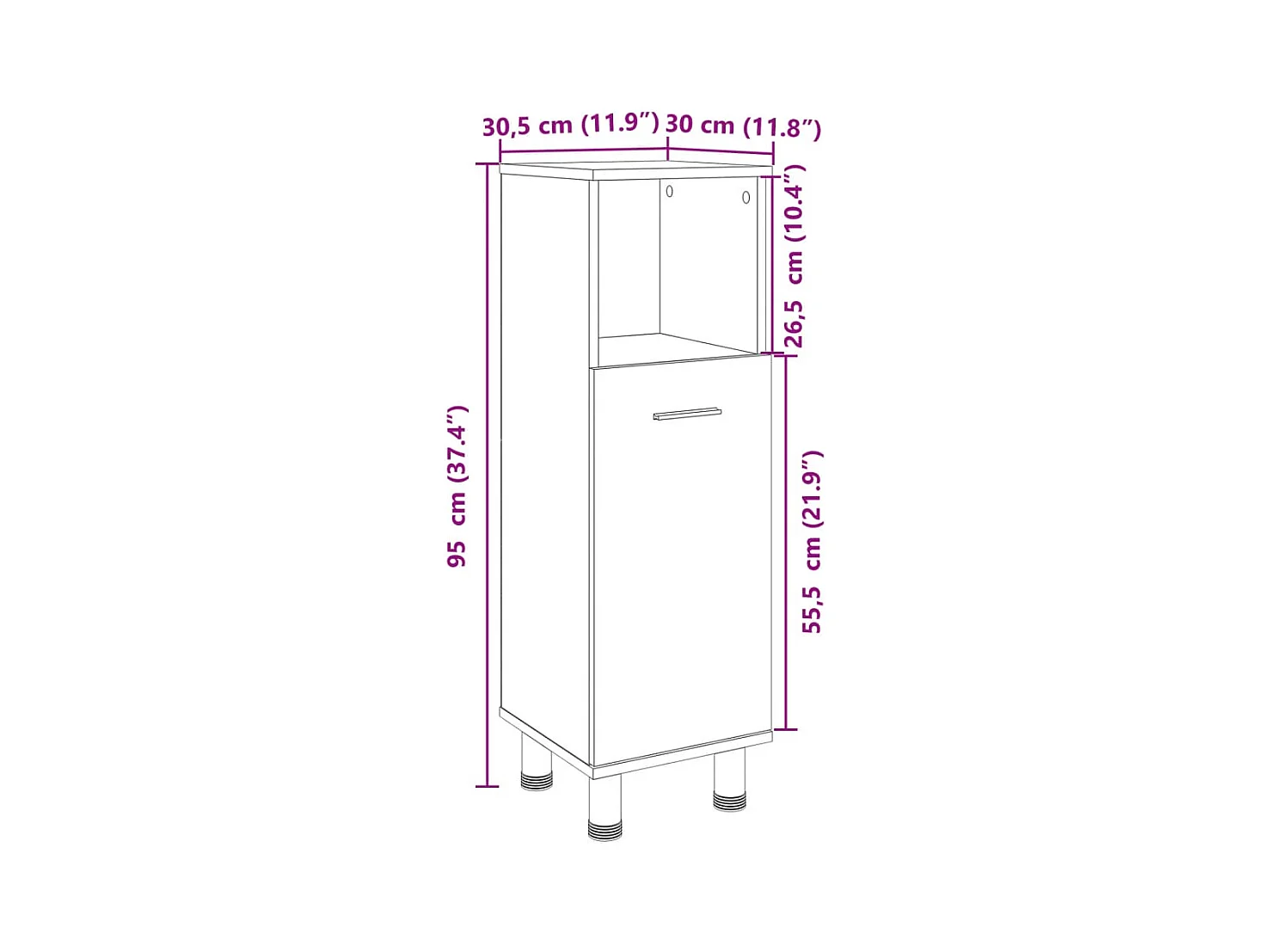 Armoire de salle de bain chêne sonoma 30,5x30x95 cm