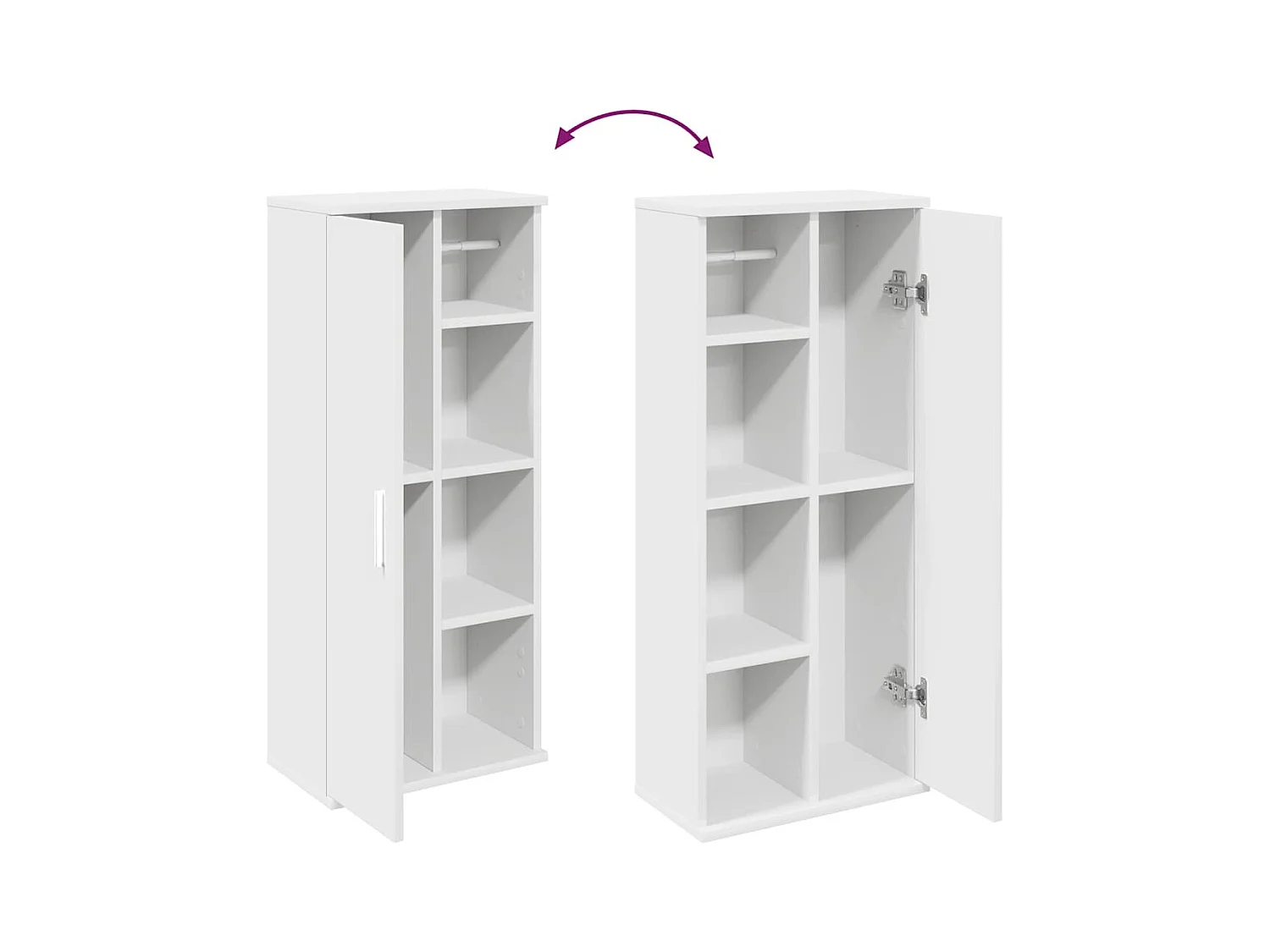 Badkamerkast met rolhouder 39x22x90 cm wit