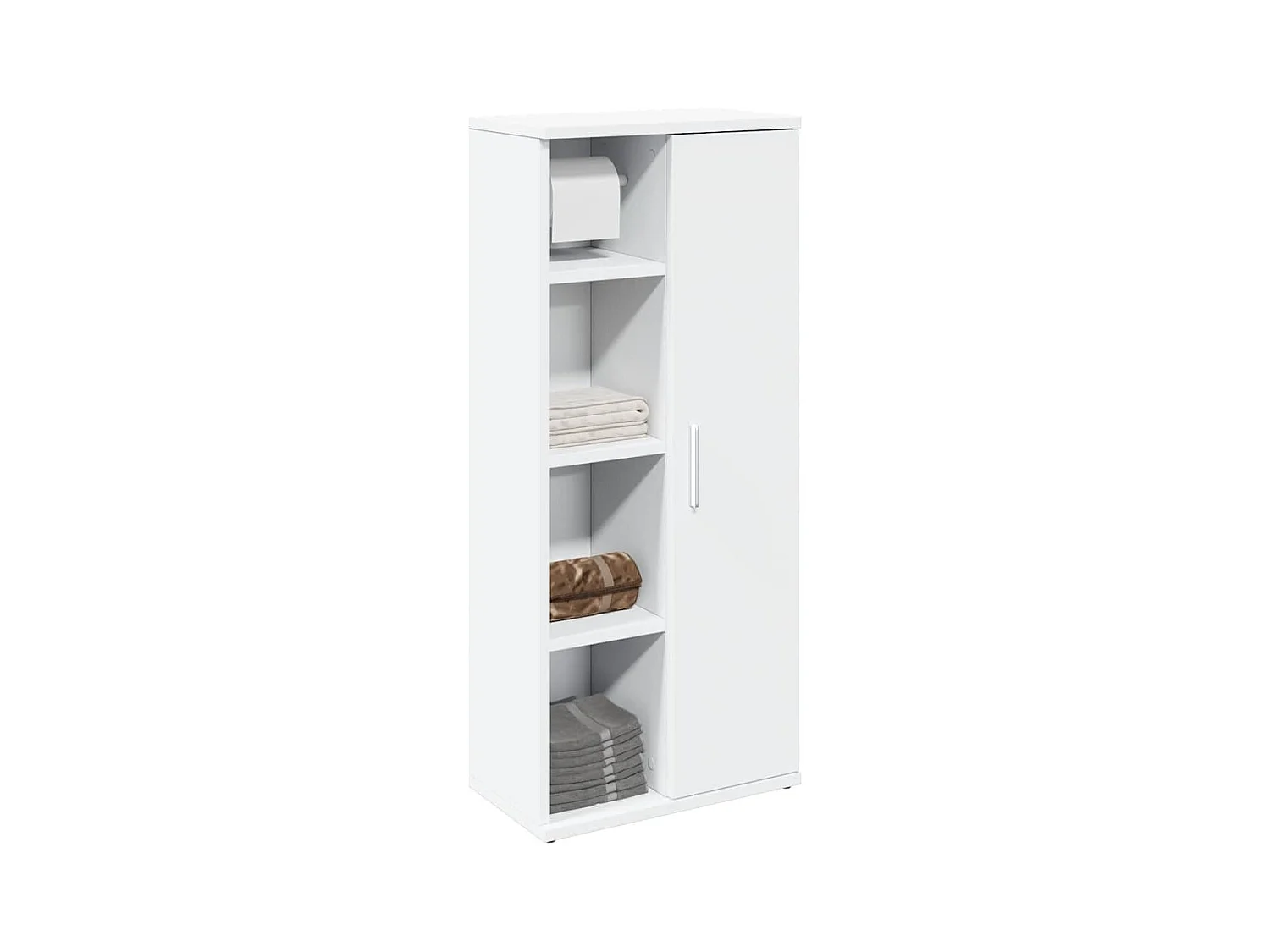 Meuble de salle de bain avec porte-rouleau blanc 39x22x90 cm
