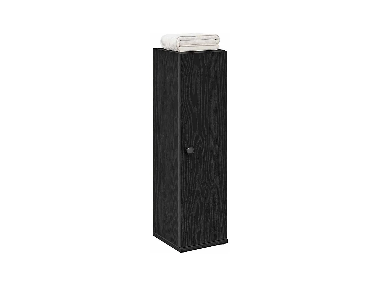 Meuble de salle de bain avec porte-rouleau noir 20,5x22x72 cm