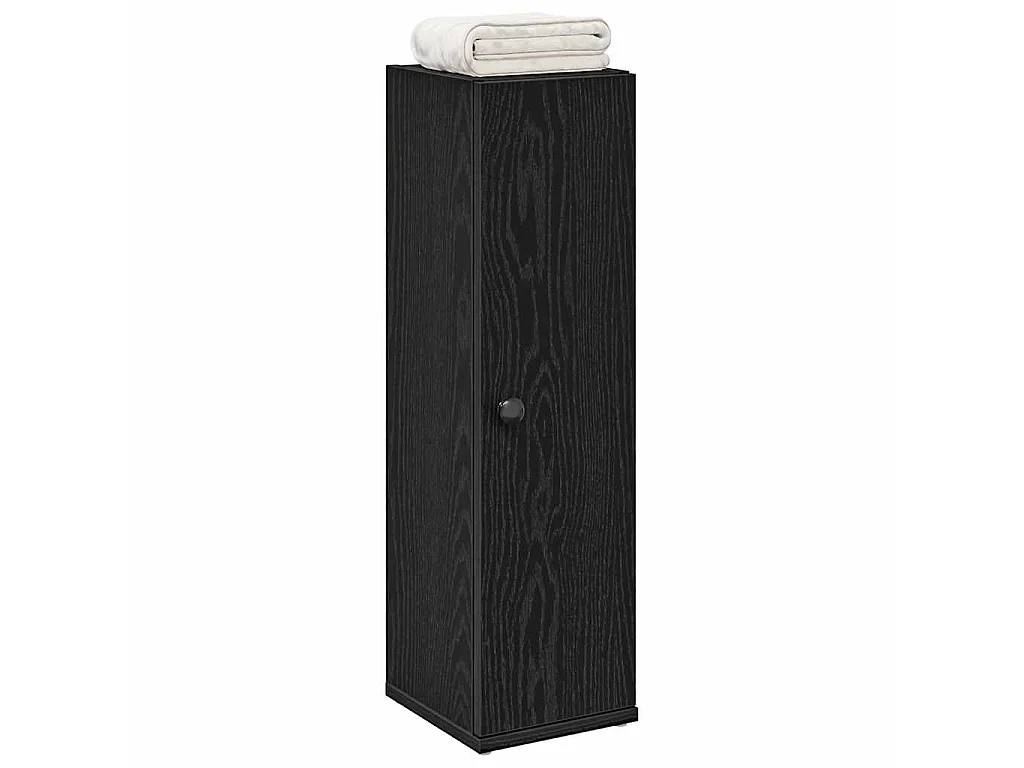 Mobile da Bagno con Portarotolo Nero 20,5x22x72 cm