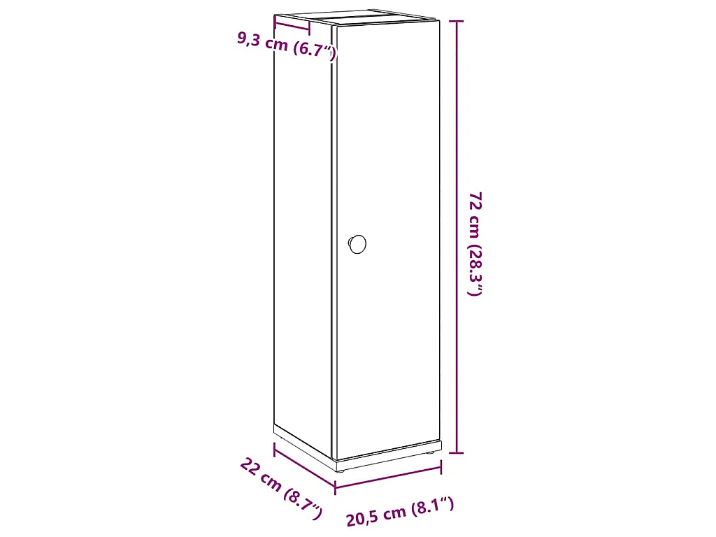 Mobile da Bagno con Portarotolo Nero 20,5x22x72 cm