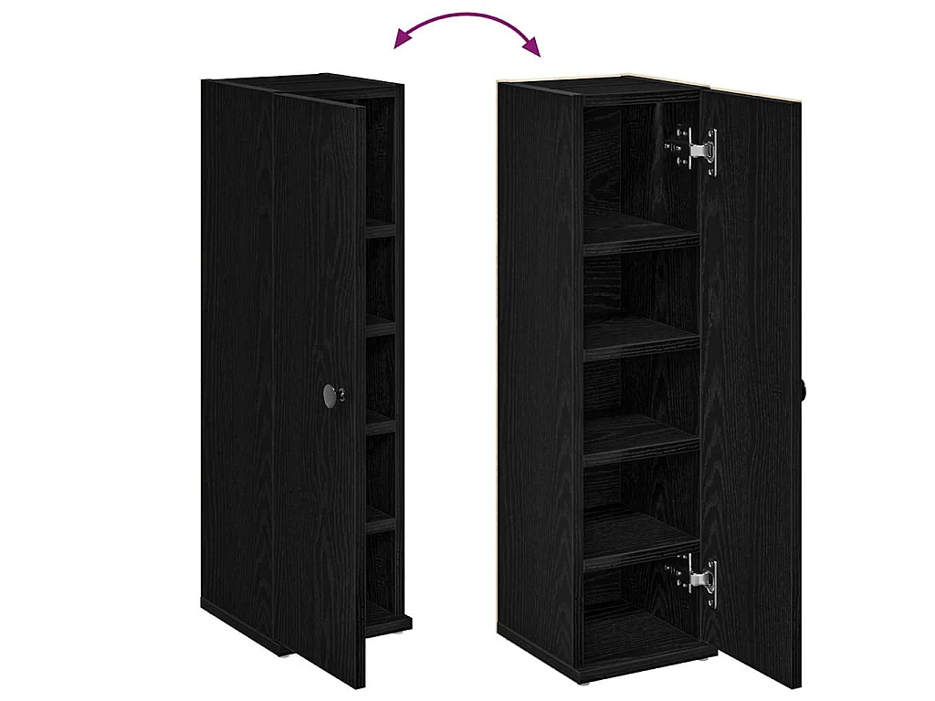 Meuble de salle de bain avec porte-rouleau noir 20,5x22x72 cm