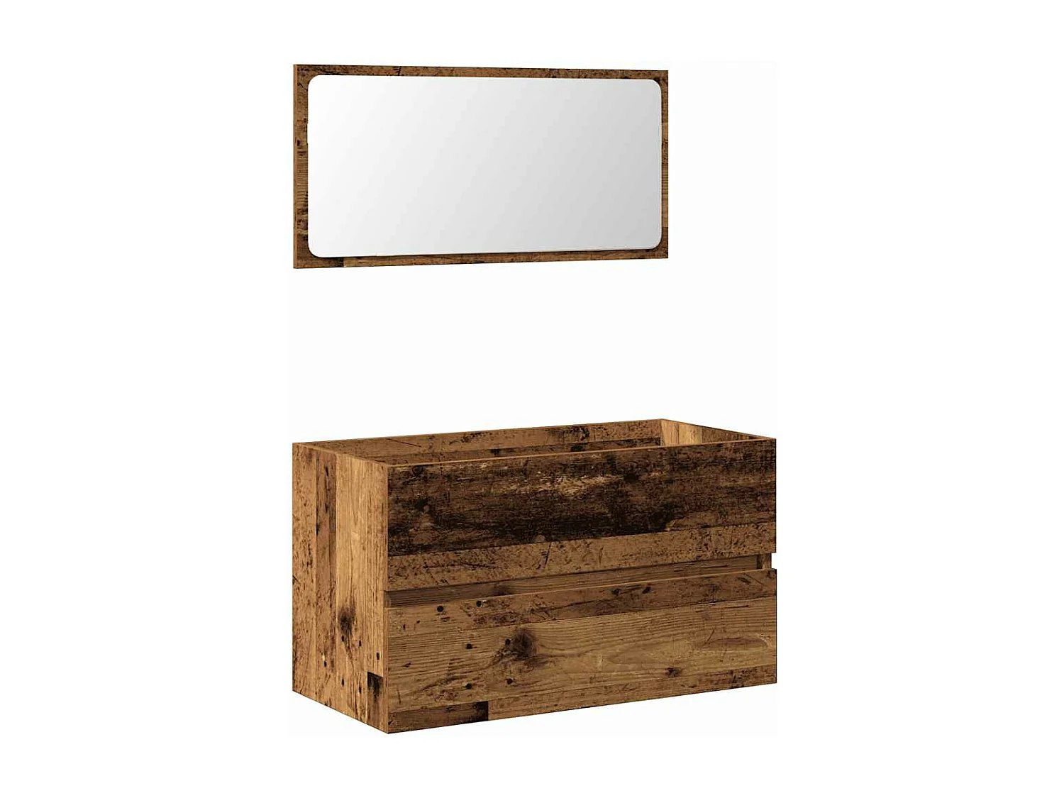 Armoire de salle de bain et miroir vieux bois bois d'ingénierie