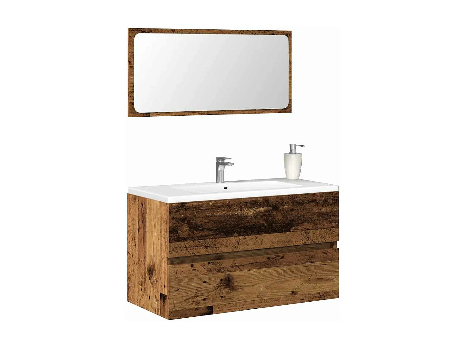 Mueble de baño con espejo de madera antigua madera ingeniería