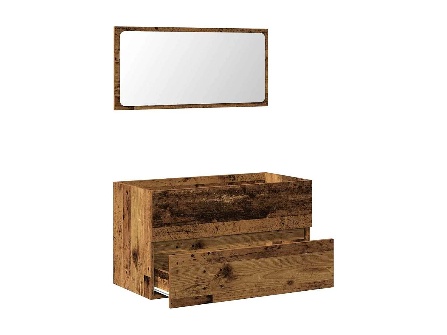 Mueble de baño con espejo de madera antigua madera ingeniería