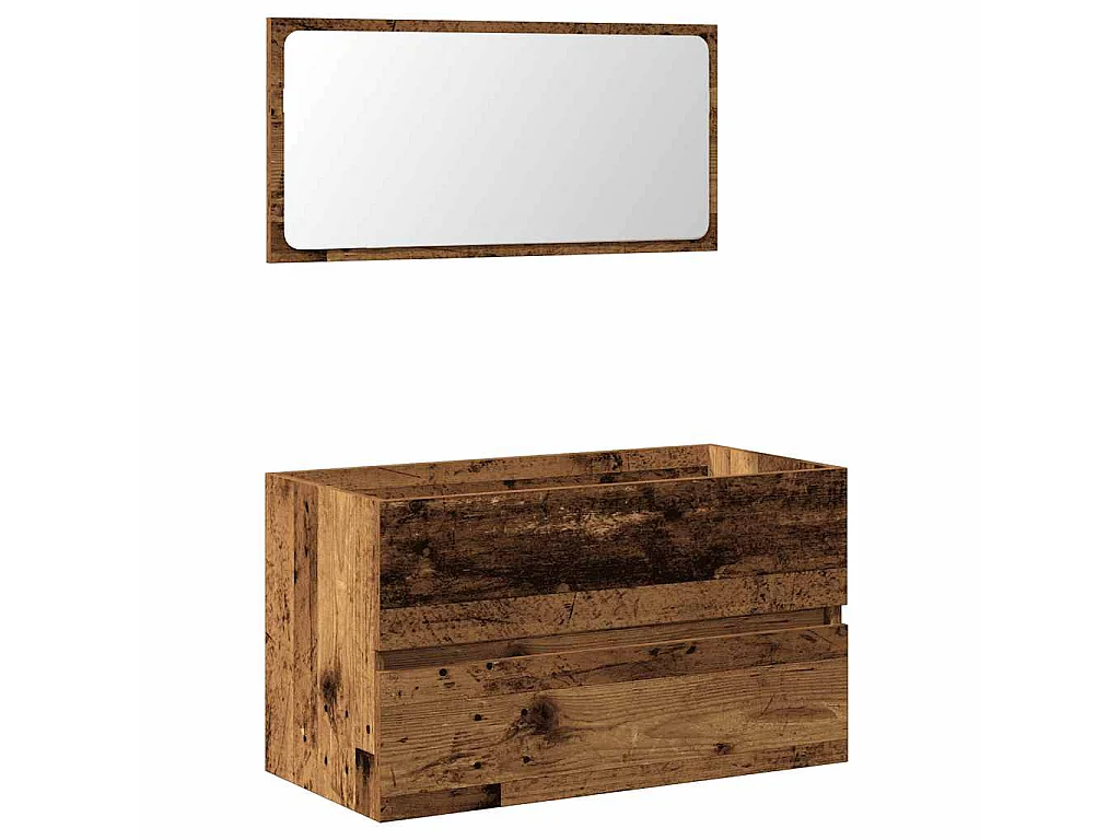 Armoire de salle de bain et miroir vieux bois bois d'ingénierie