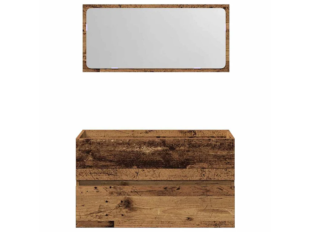 Armoire de salle de bain et miroir vieux bois bois d'ingénierie
