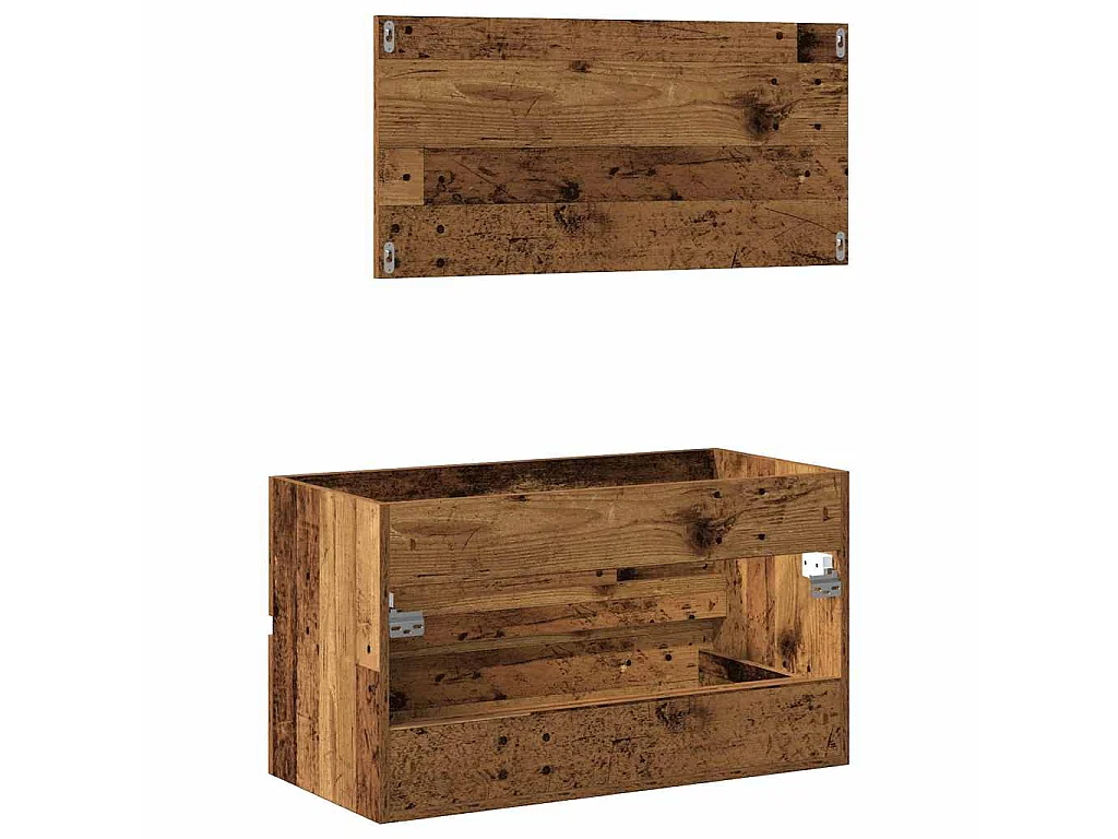 Armoire de salle de bain et miroir vieux bois bois d'ingénierie