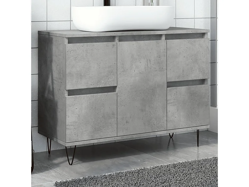 Armoire salle de bain gris béton 80x33x60cm bois d'ingénierie