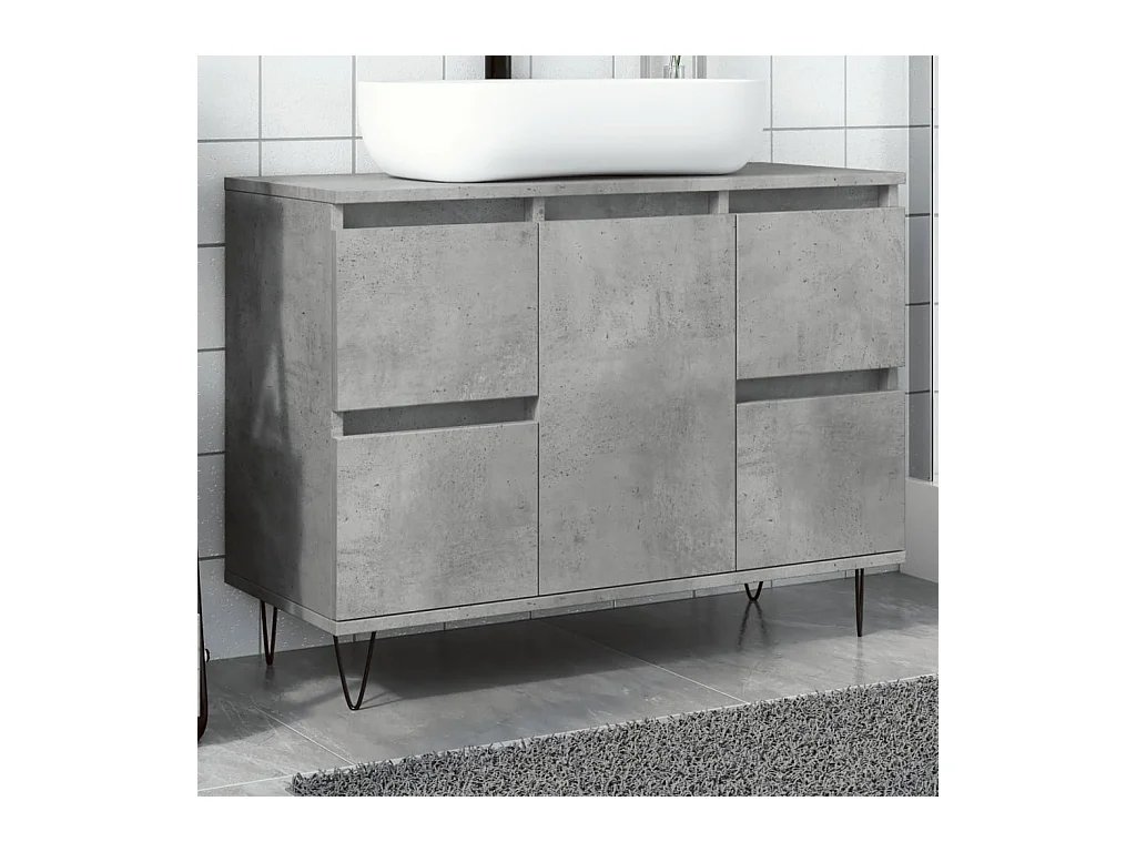 Armoire salle de bain gris béton 80x33x60cm bois d'ingénierie
