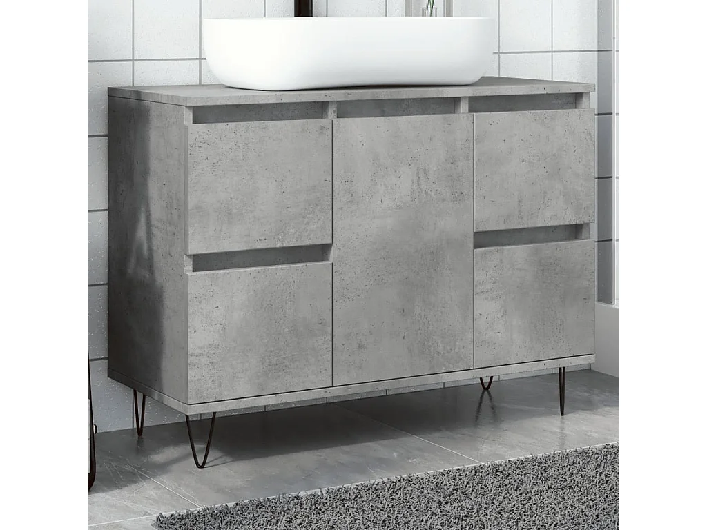 Armoire salle de bain gris béton 80x33x60cm bois d'ingénierie