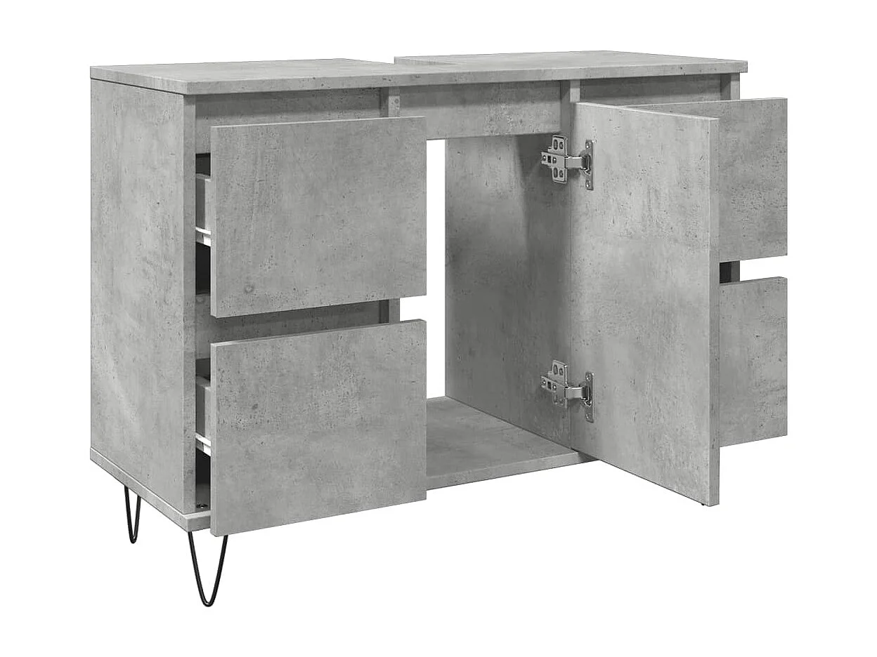 Armoire salle de bain gris béton 80x33x60cm bois d'ingénierie