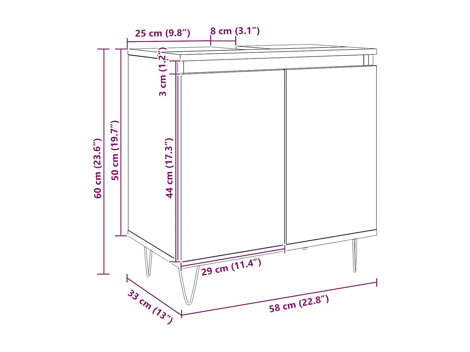 Armario de baño madera de ingeniería roble artisan 58x33x60 cm