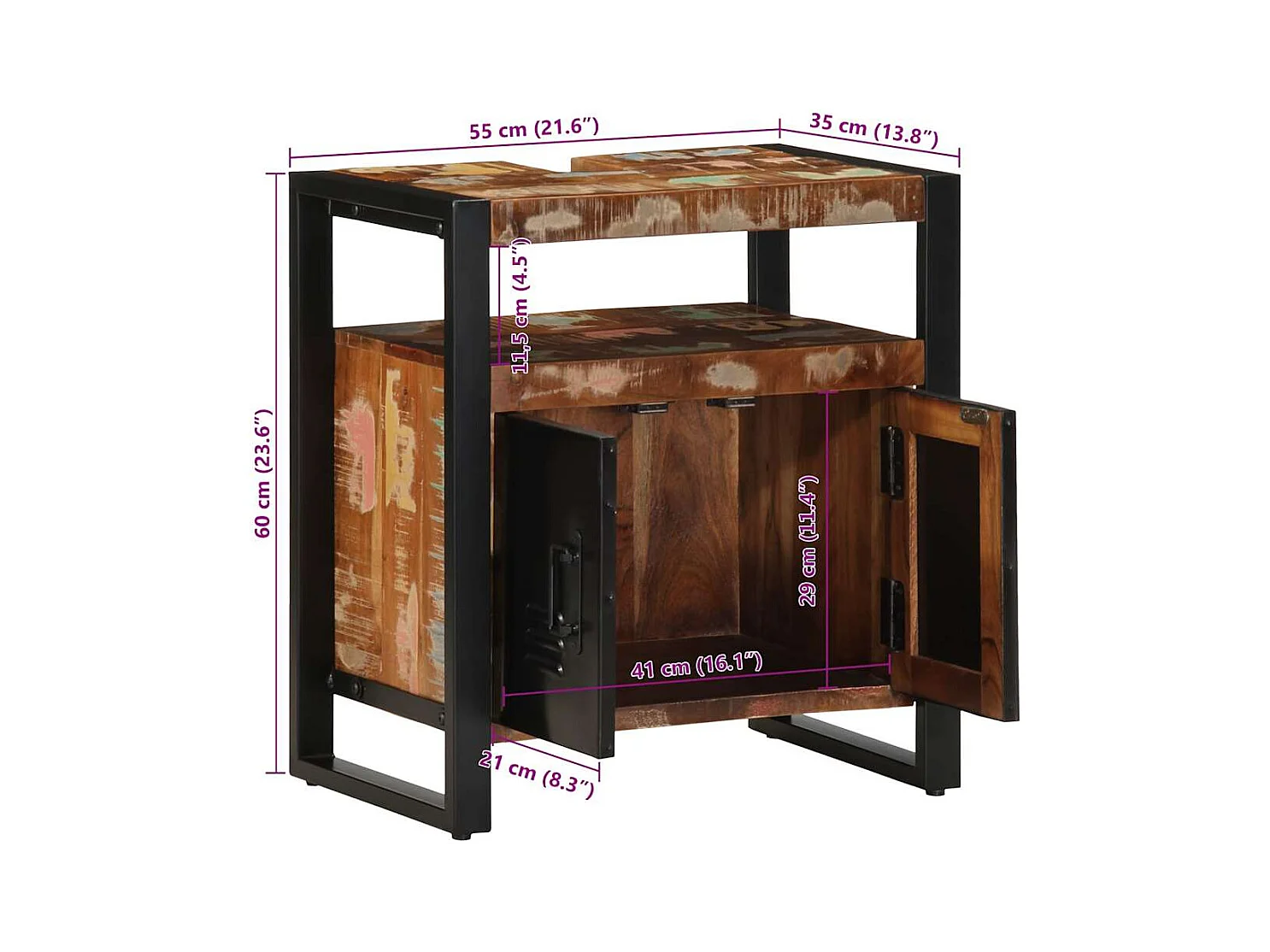 Armoire lavabo de salle de bain 55x35x60 cm