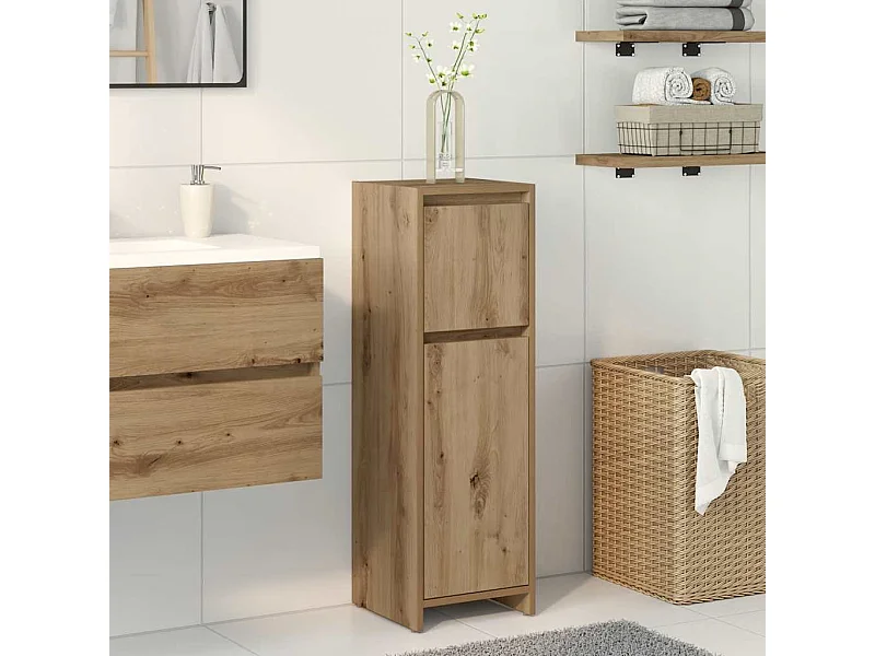 Armoire de bain chêne artisanal 30x30x95 cm bois d'ingénierie