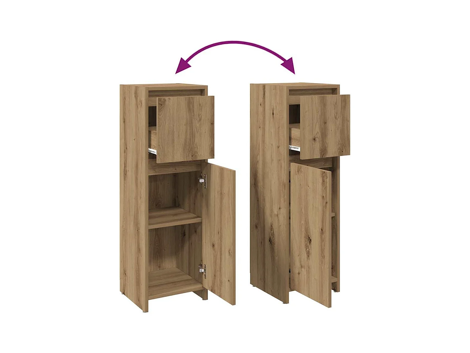 Armoire de bain chêne artisanal 30x30x95 cm bois d'ingénierie