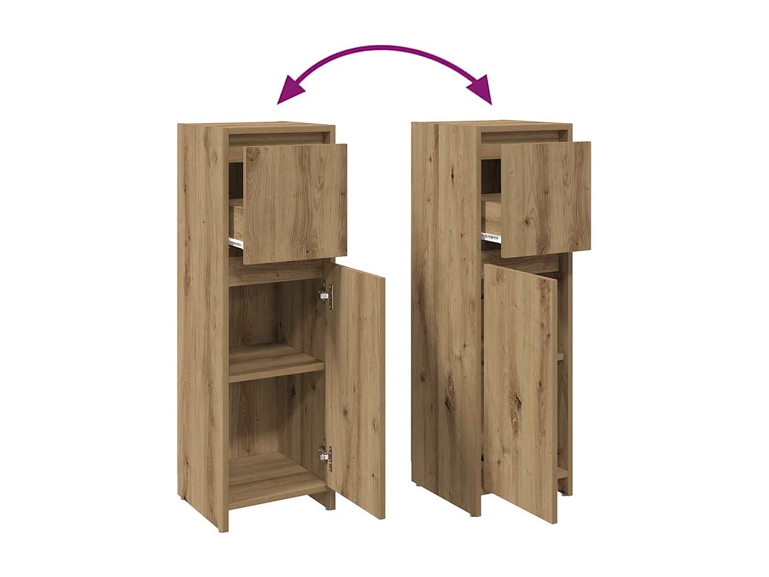 Armoire de bain chêne artisanal 30x30x95 cm bois d'ingénierie