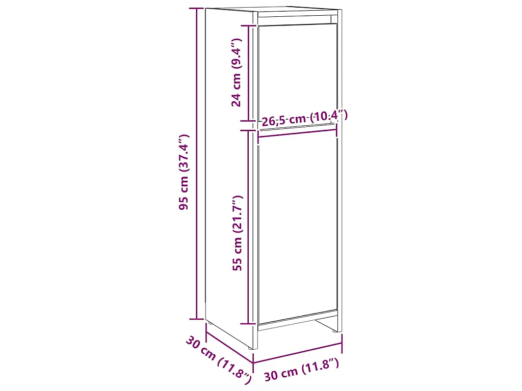 Armoire de bain chêne artisanal 30x30x95 cm bois d'ingénierie