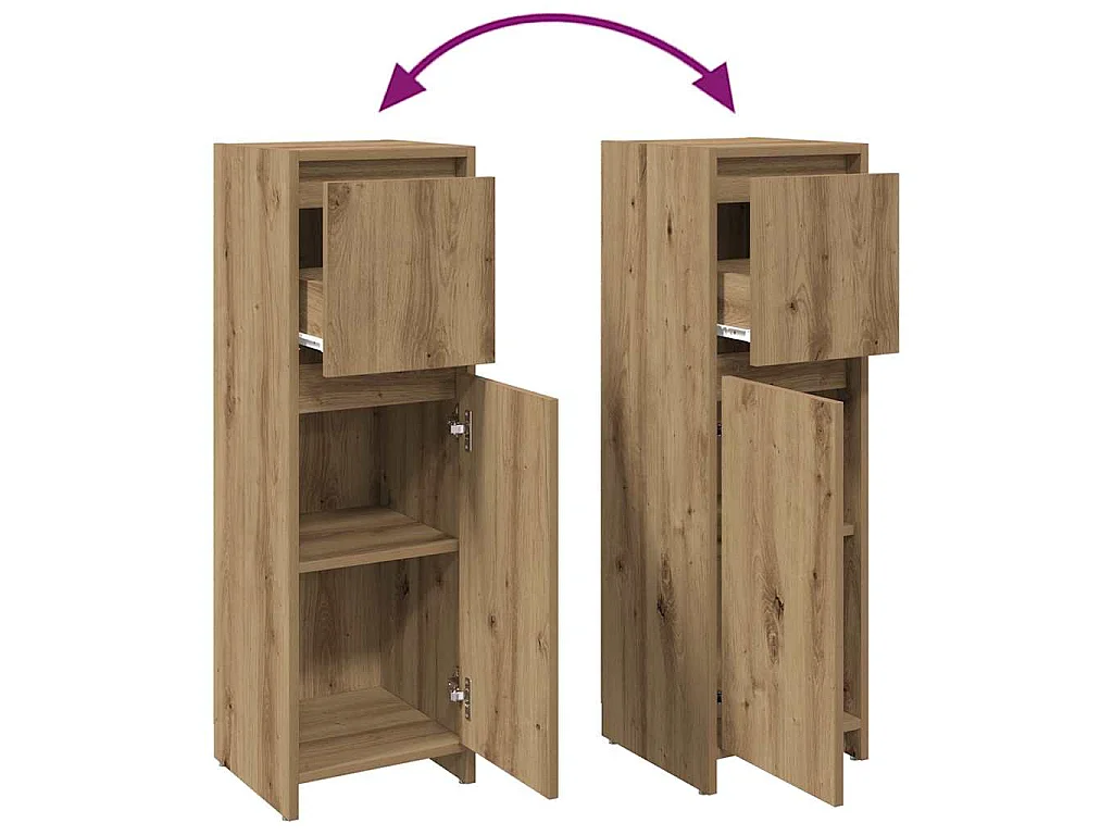 Armoire de bain chêne artisanal 30x30x95 cm bois d'ingénierie