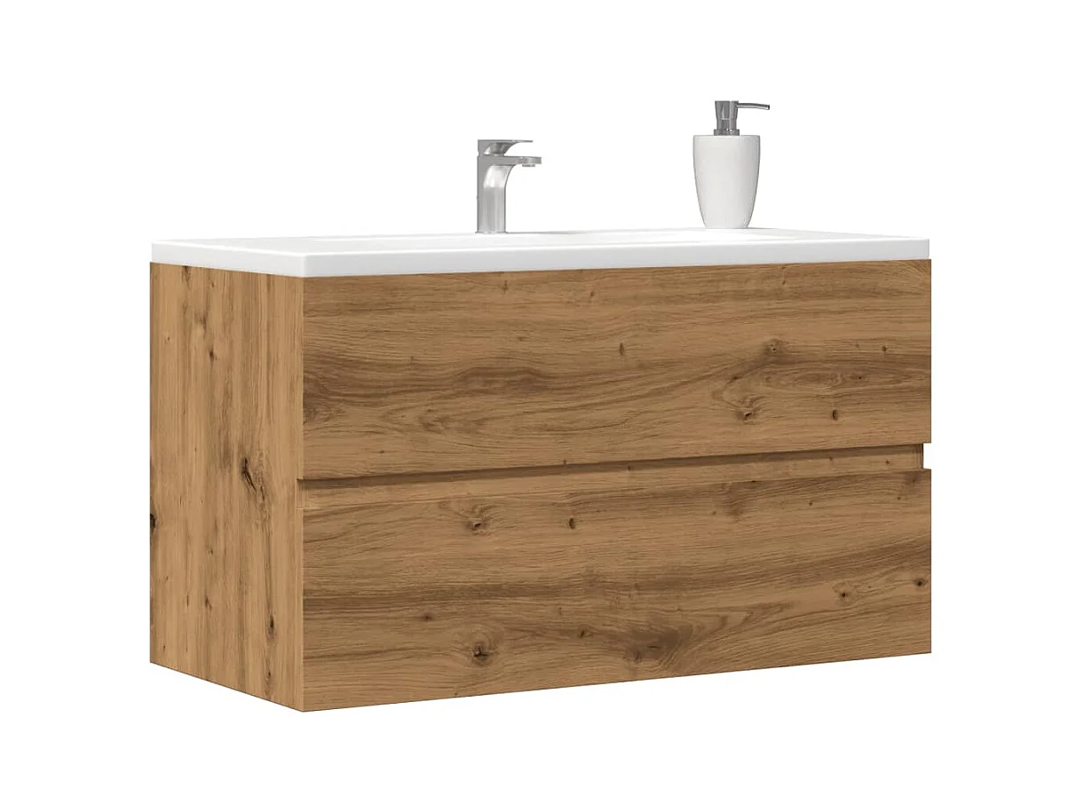 Armoire d'évier chêne artisanal 90x38,5x45 cm bois d'ingénierie