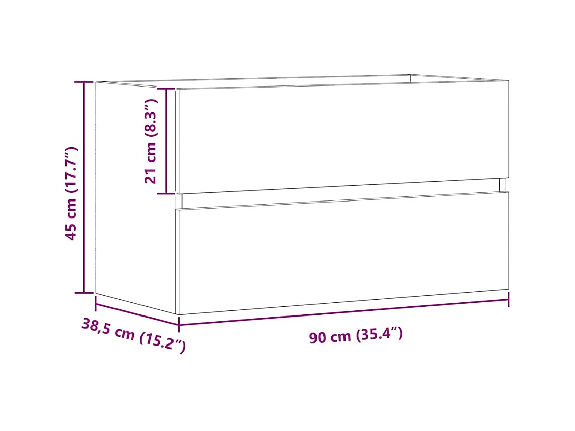 Armoire d'évier chêne artisanal 90x38,5x45 cm bois d'ingénierie