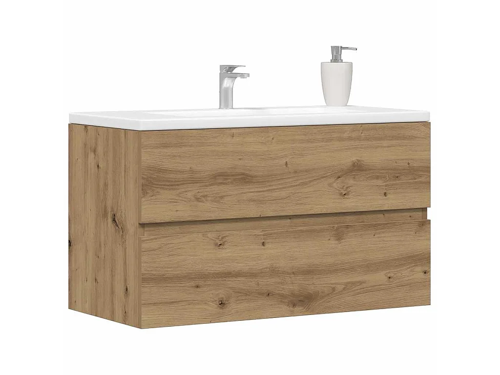 Mobile Lavabo Rovere Artigianale 90x38,5x45 cm in Truciolato