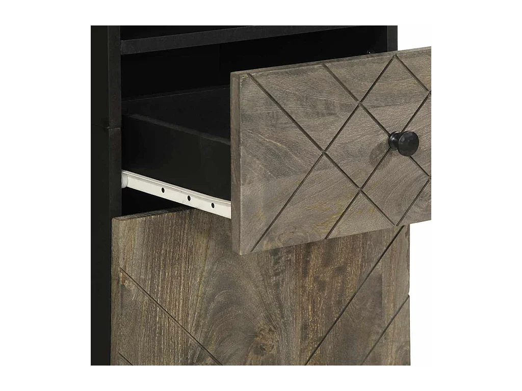 Armoire de salle de bain noir 38x33x160 cm bois massif manguier