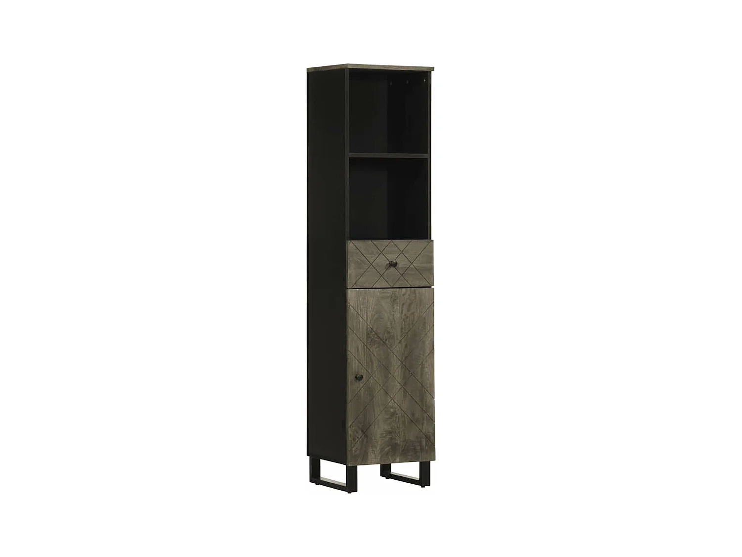 Armoire de salle de bain noir 38x33x160 cm bois massif manguier