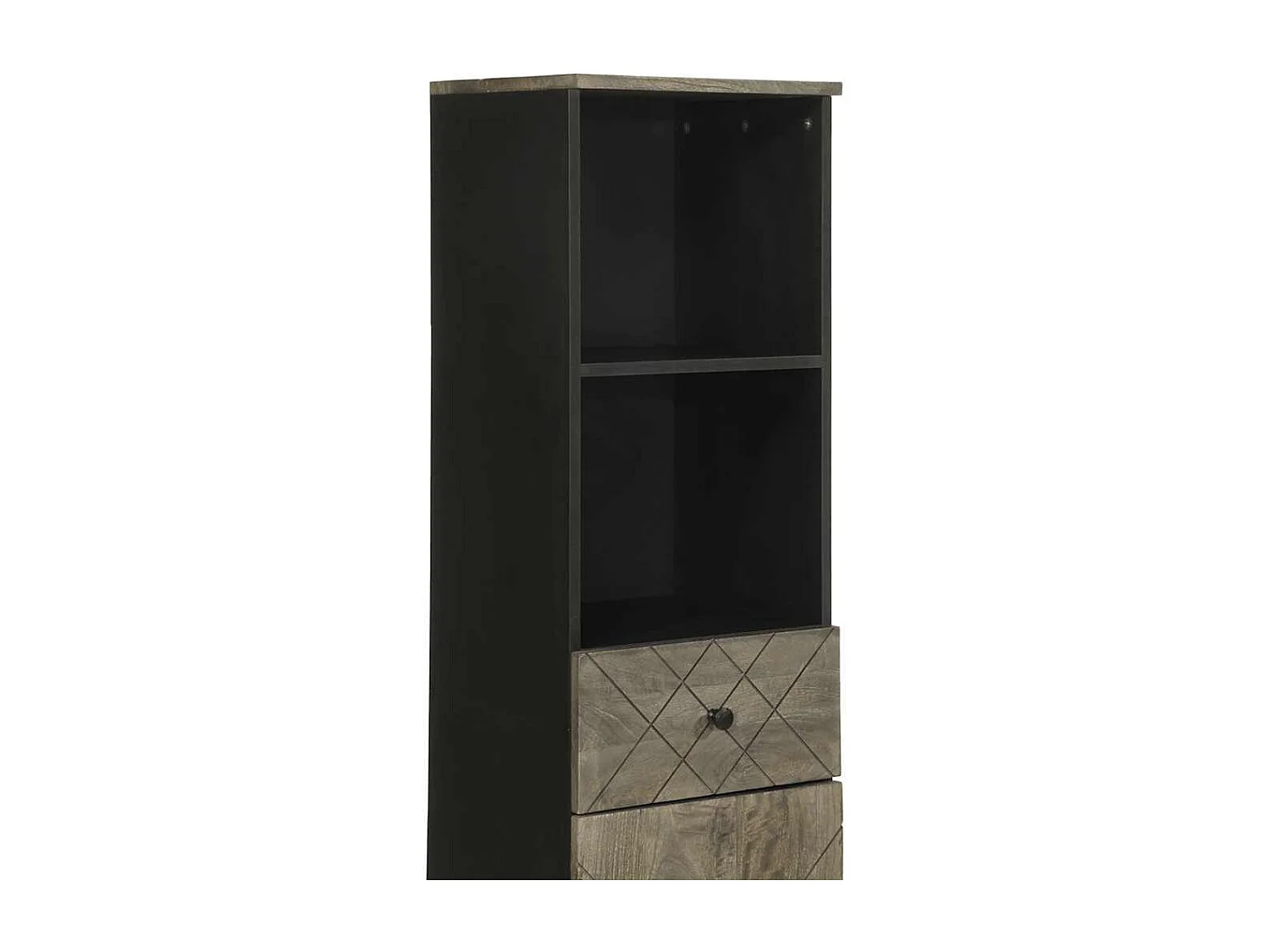 Armoire de salle de bain noir 38x33x160 cm bois massif manguier