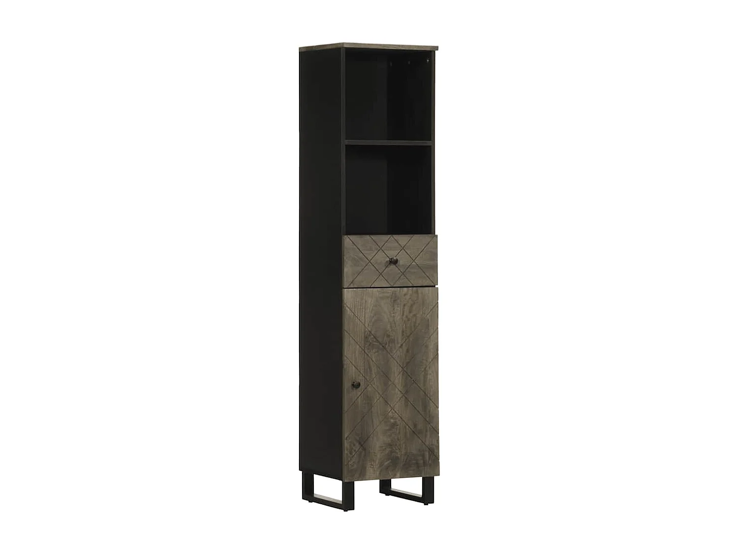 Armoire de salle de bain noir 38x33x160 cm bois massif manguier