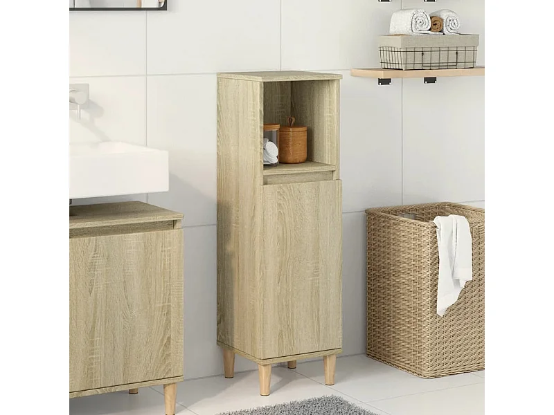 Armadietto da Bagno Rovere Sonoma 30x30x100cm Legno Multistrato