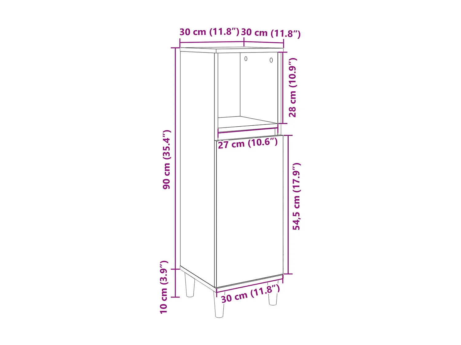 Armoire salle de bain chêne sonoma 30x30x100 cm